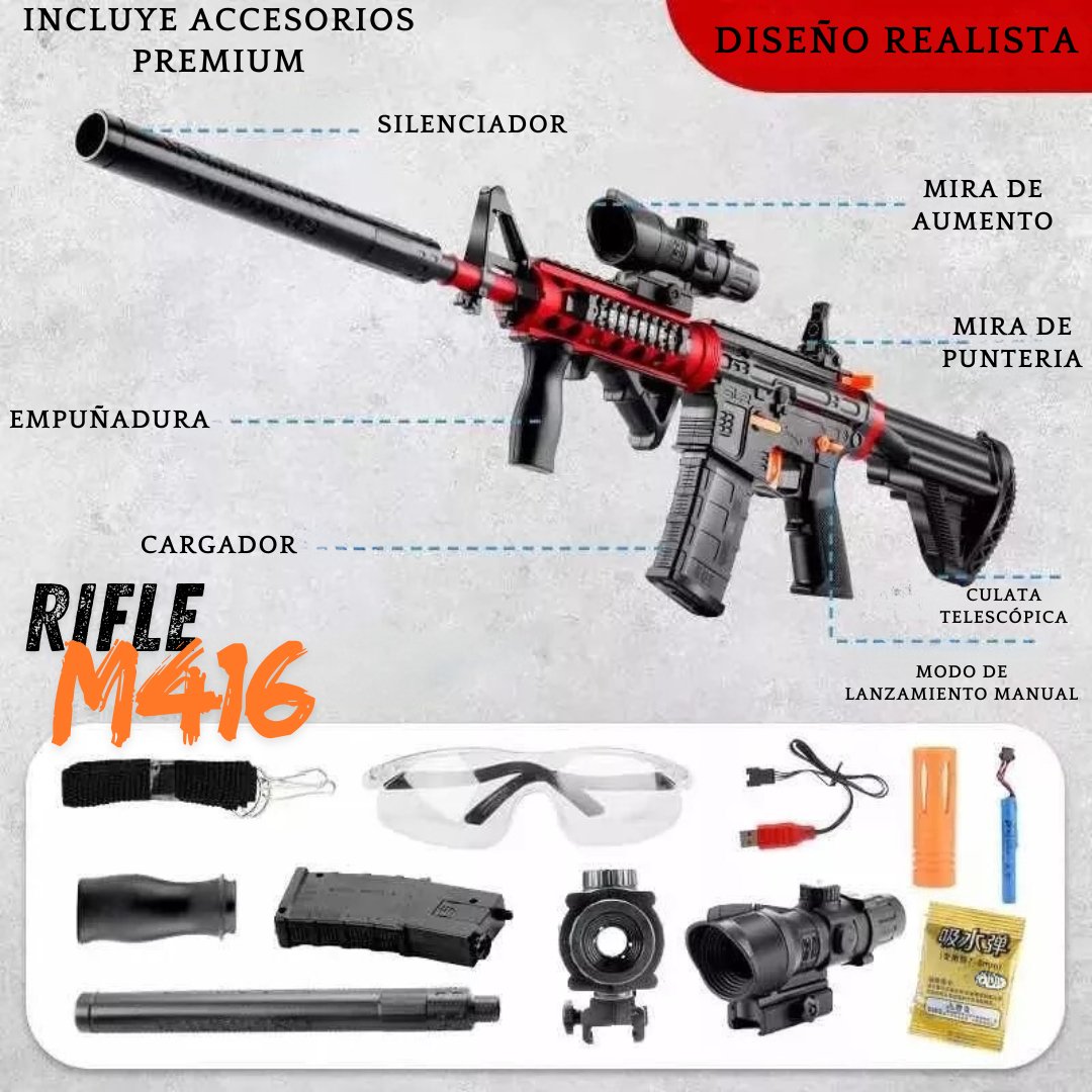 Rifle Realista Pistola Hidrogel M416💥