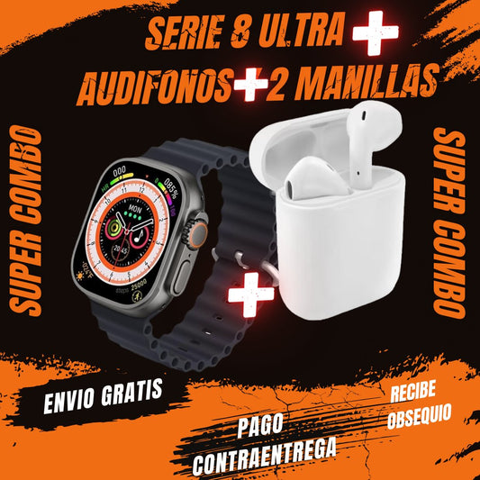 smartwatch serie 8 ultra + audifonos